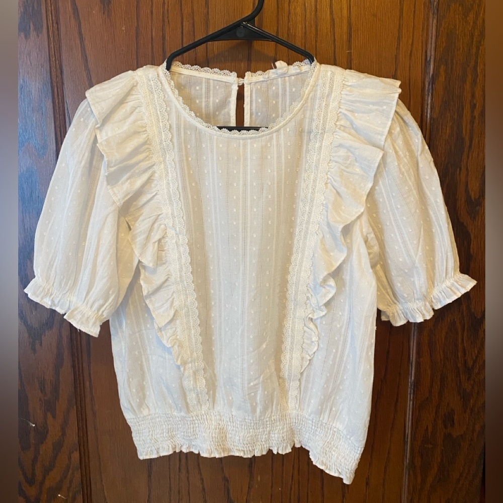 Cute cottagecore ruffle white blouse